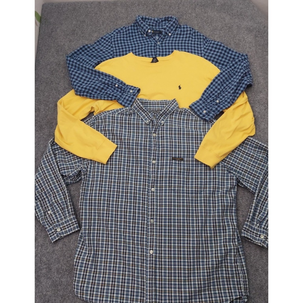 Lot of 3 POLO RALPH LAUREN Shirt Mens Large Button Down Long Sleeve Tee Pony‎